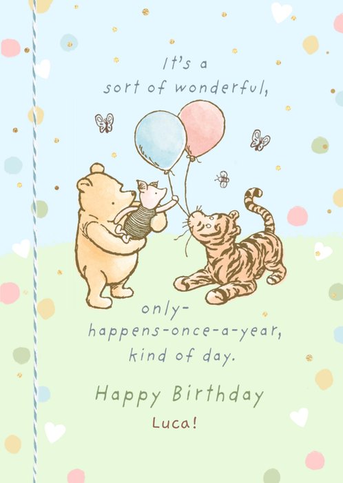 Disney Winnie The Pooh And Friends Illustrated Birthday Card