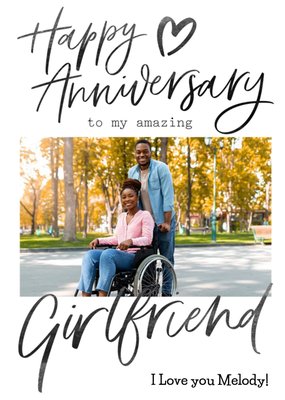 Happy Anniversary to my Amazing Girlfriend Photo Card calligraphy typography lettering