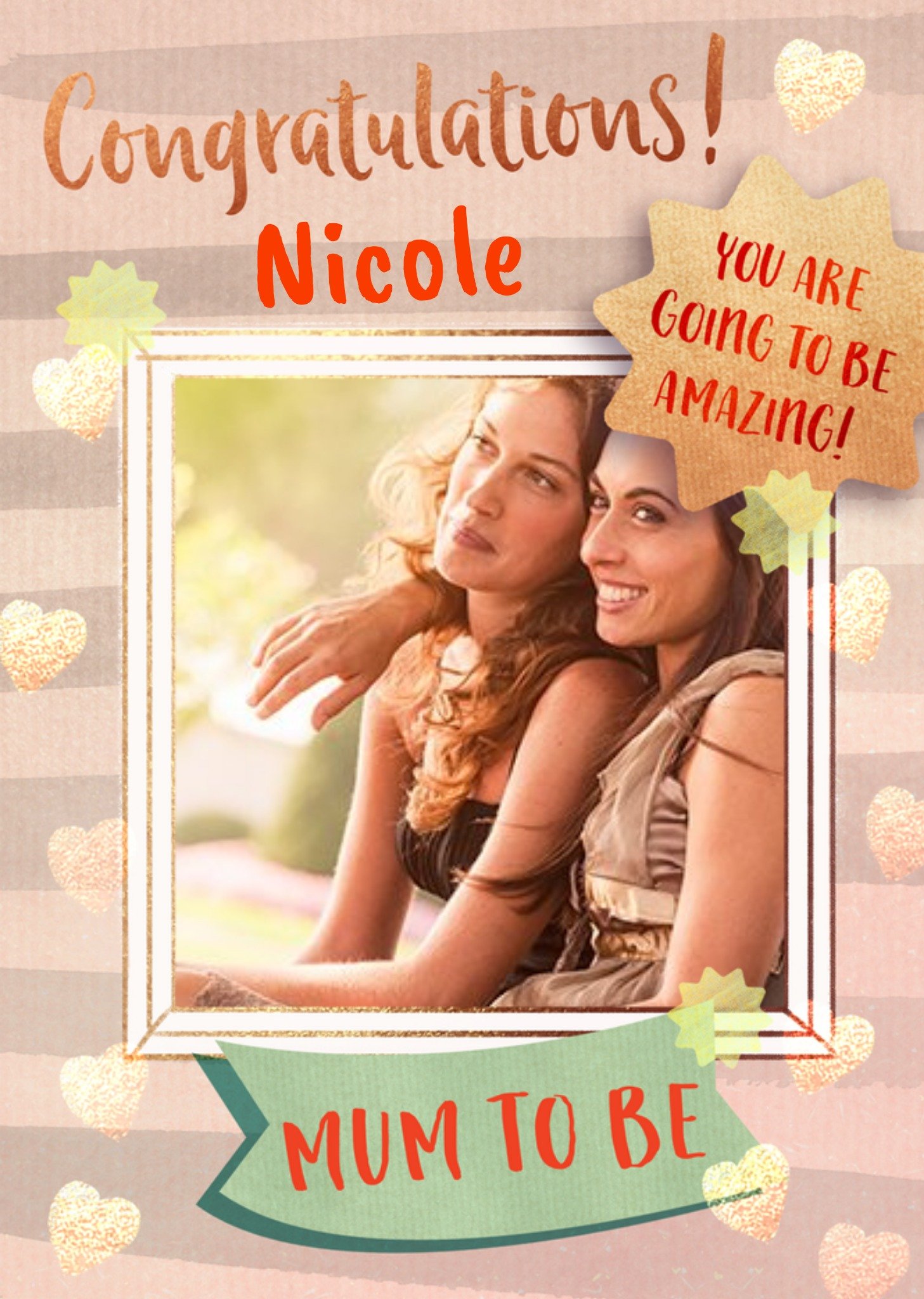 Friends Northern Lights Creative Illustration Photo Upload Trendy Card