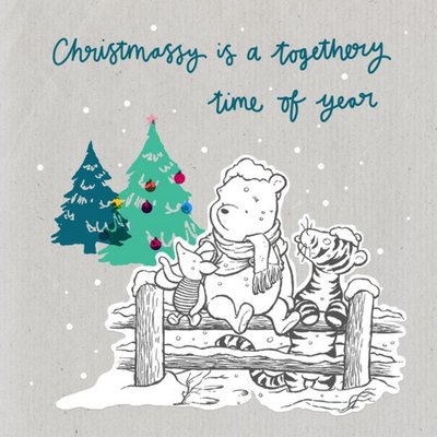 Winnie the Pooh cute Christmas card