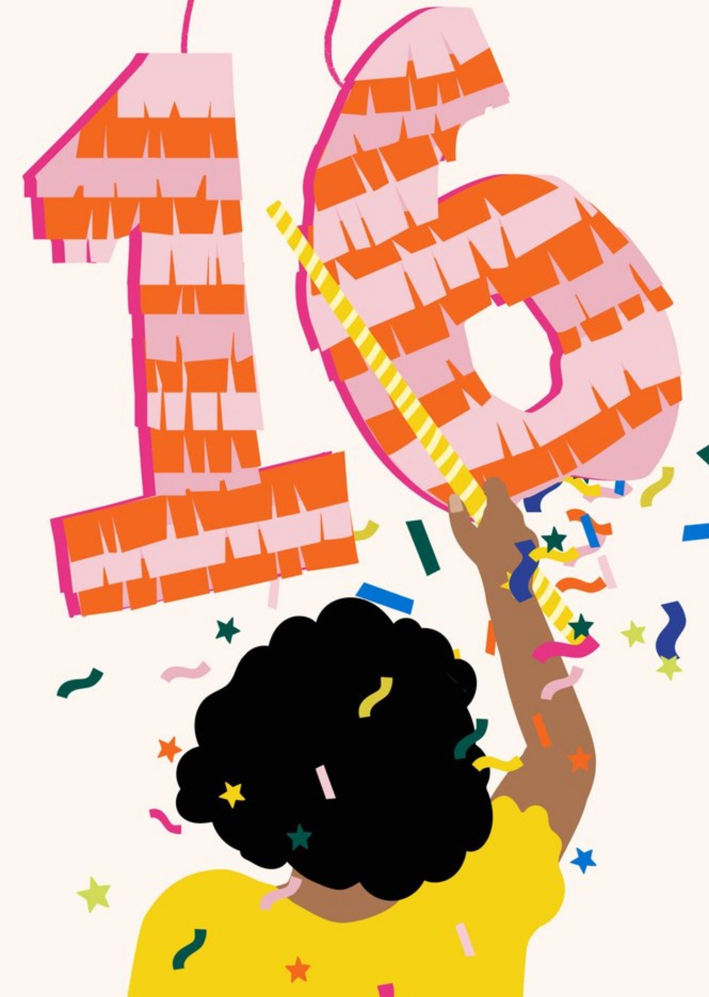 Moonpig Illustrated Modern 16th Pinata Birthday Card
