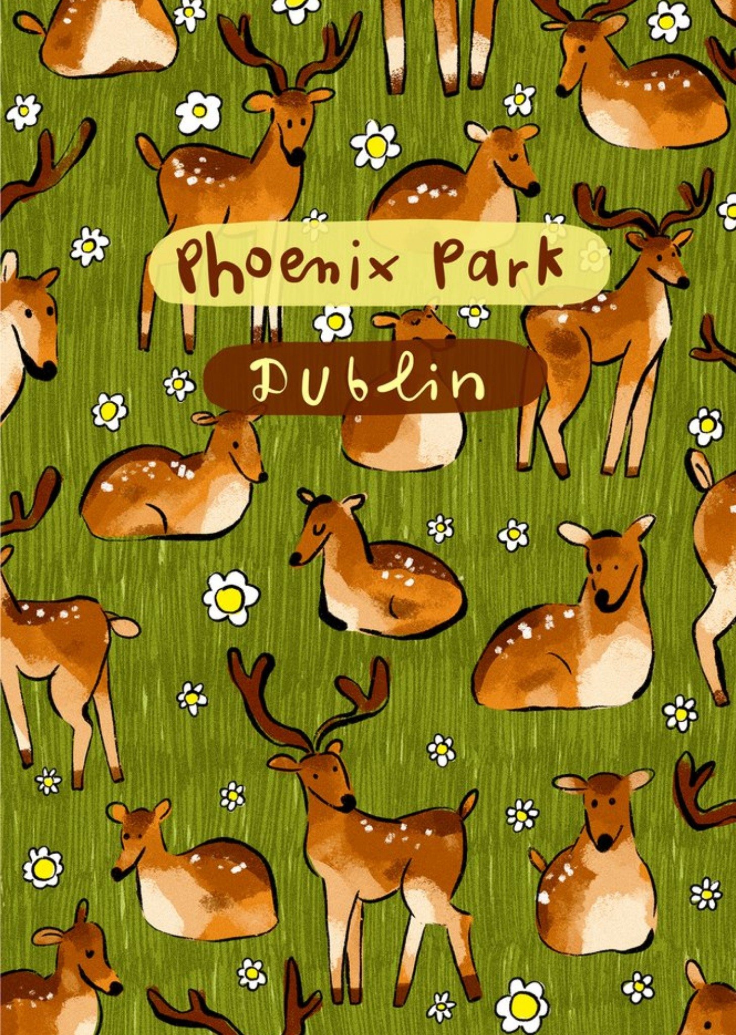 Moonpig Illustrated Deer Pattern Pheonix Park Dublin Just To Say Card
