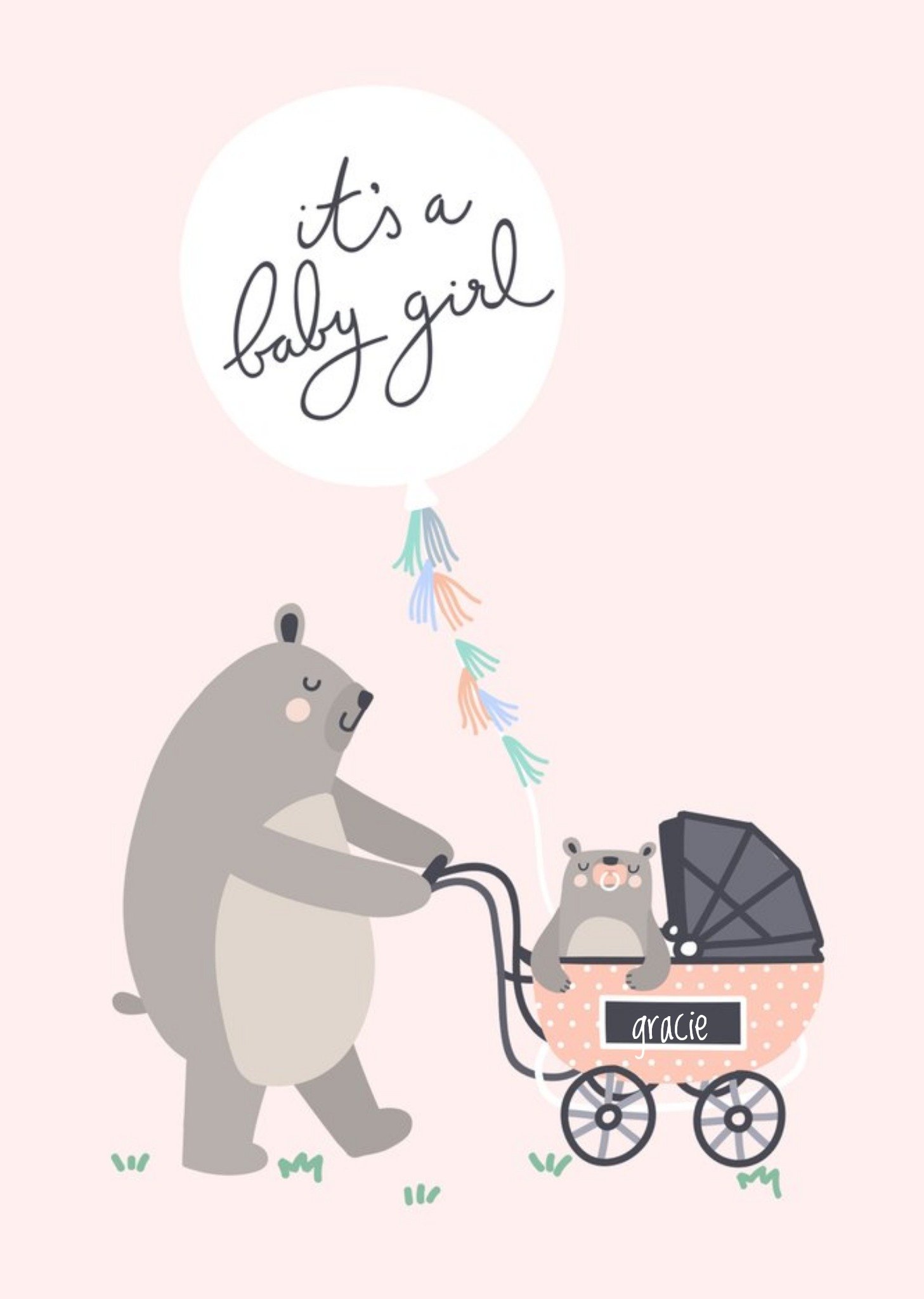 Moonpig Bear Necessities Its A Girl Personalised Text Card