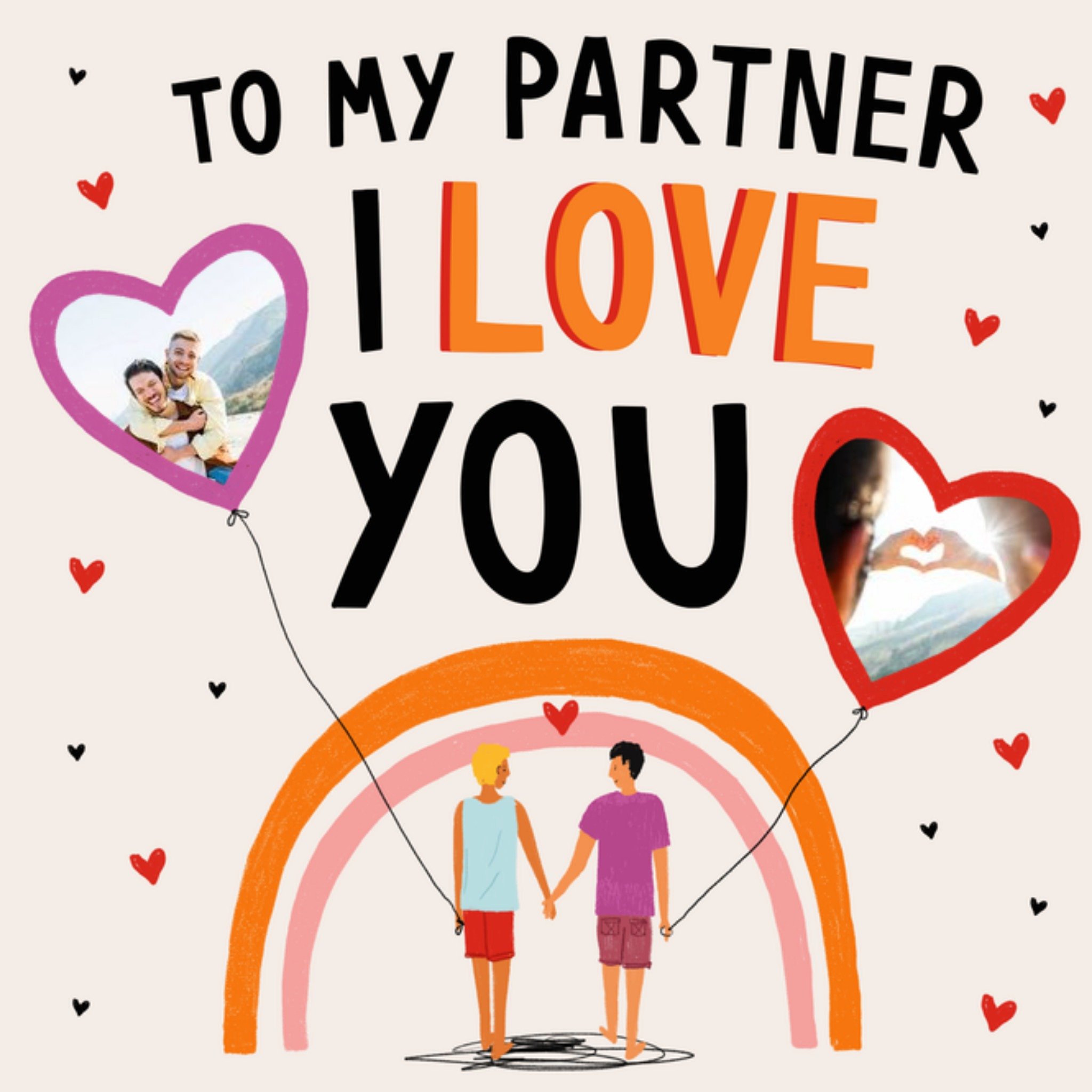 Moonpig Illustration Of A Couple Holding Hands To My Partner Photo Upload Valentine's Day Card