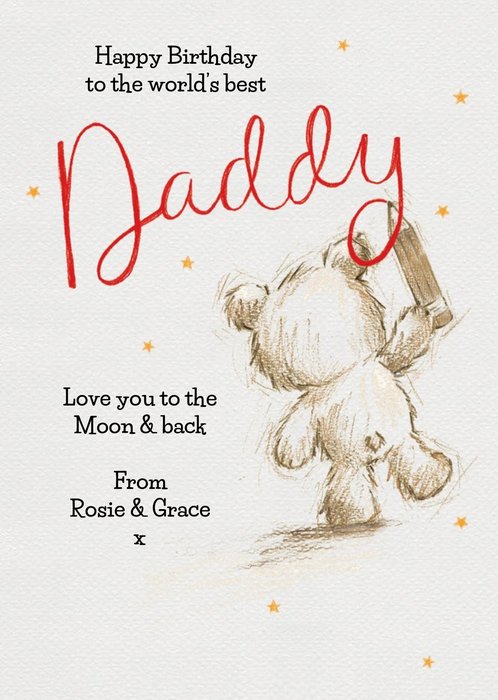 Cute Illustrated Bear Personalised Daddy Birthday Card