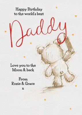 Cute Illustrated Bear Personalised Daddy Birthday Card