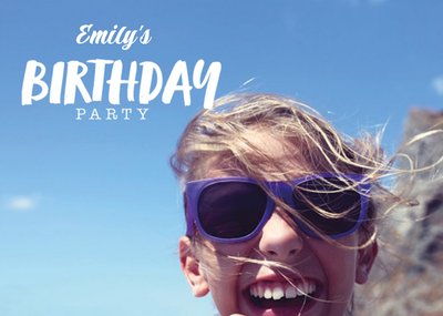 Brush Lettering Photo Upload Birthday Party Invitation