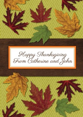 Fallen Leaves Personalised Happy Thanksgiving Card