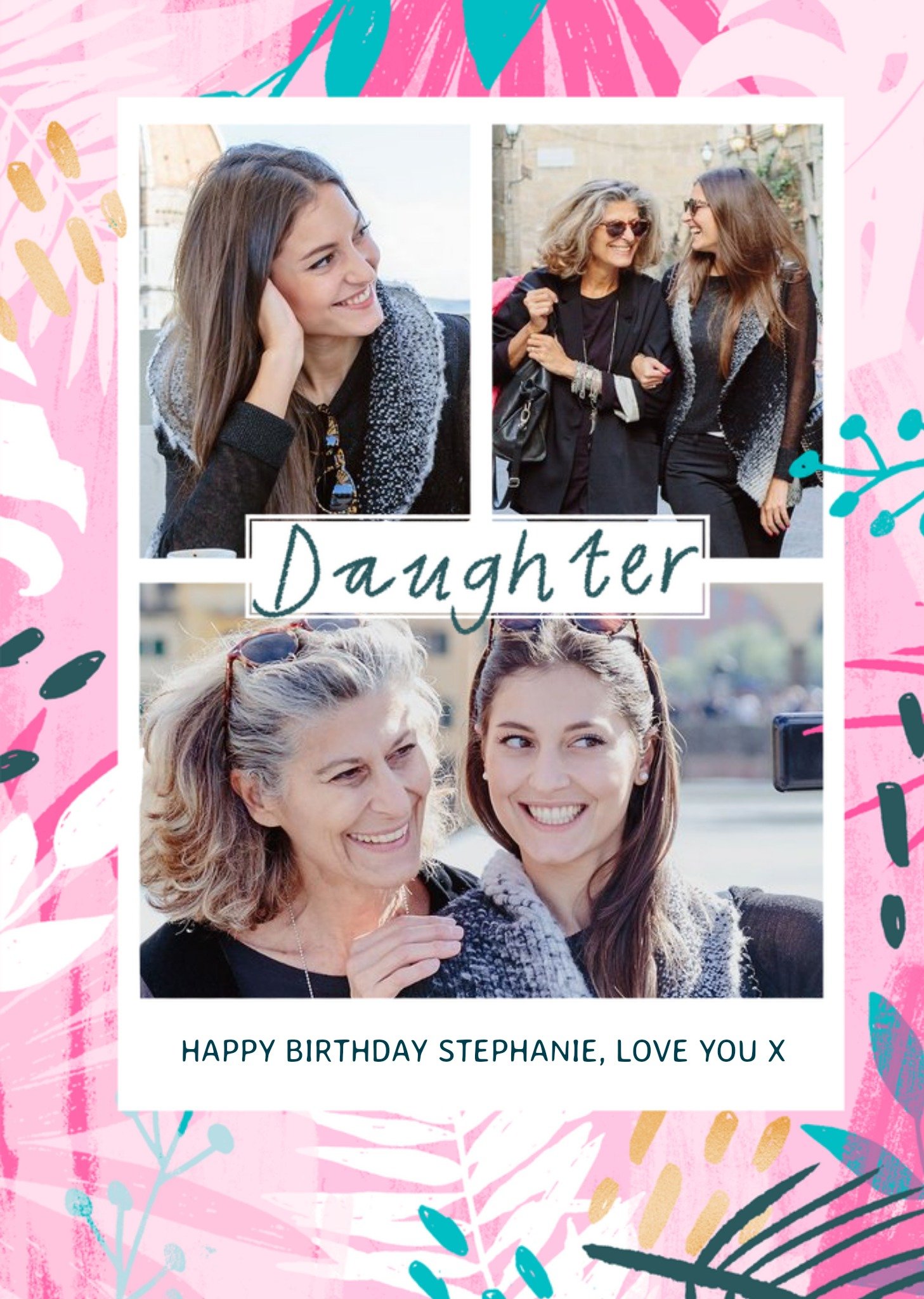 Moonpig Tropical Happy Birthday Daughter Card - Multiple Photo Upload Card