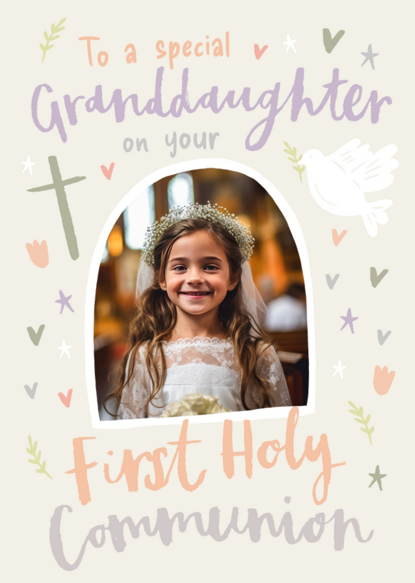 Moonpig To A Special Granddaughter On Your First Holy Communion Photo Upload Card, Large