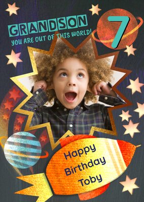 AYou are Out Of This World Editable age and Recipient Photo upload Birthday Card 