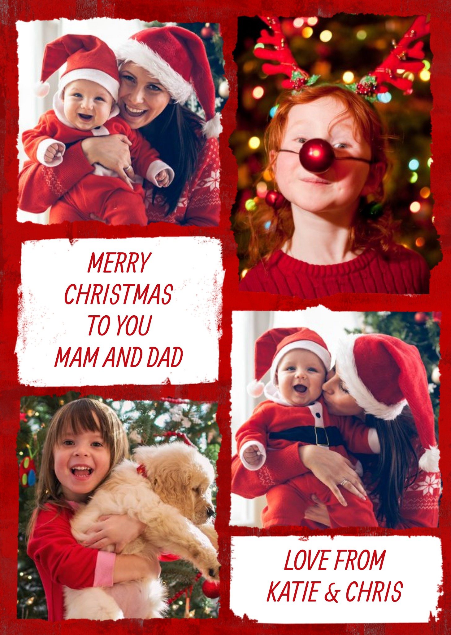 Moonpig Multi Photo Upload Christmas Card - Wishing You A Lovely Christmas