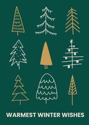 Modern Warmest Winter Wishes Christmas Trees Card