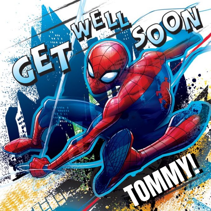 Marvel Spiderman Personalised Get Well Soon Card