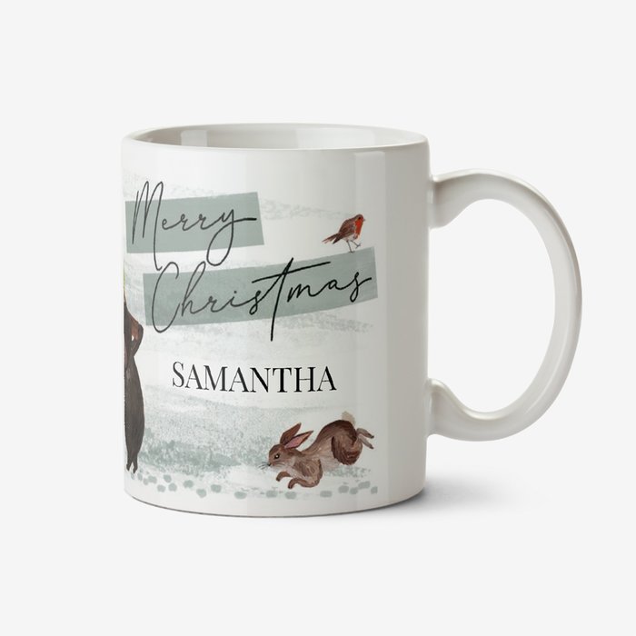 Okey Dokey Design Fox And Bear Personalised Christmas Mug