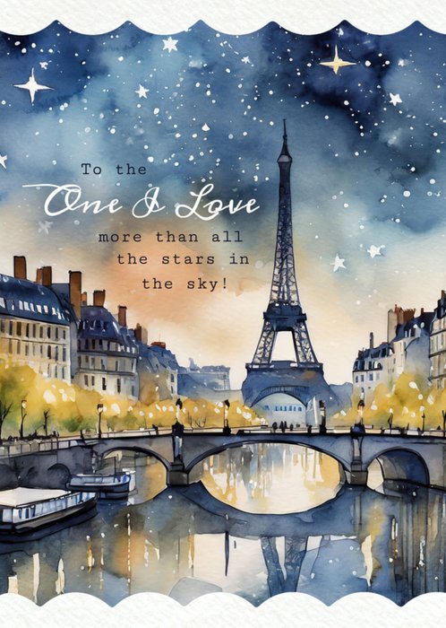 Delicate To The One I Love More Than All The Stars In The Sky Watercolour Birthday Annversary Card