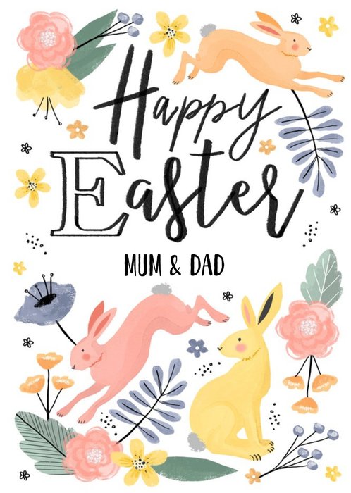 Okey Dokey Cute Happy Easter Card for Mum And Dad