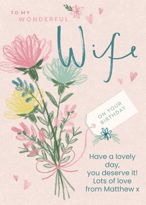 To my wonderful Wife on your Birthday floral card