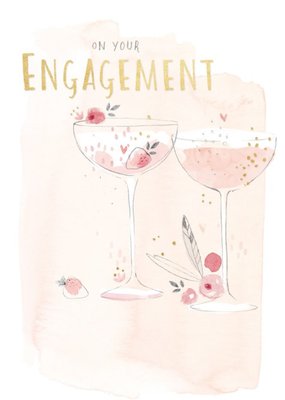 Champagne Glasses On Your Engagment Card