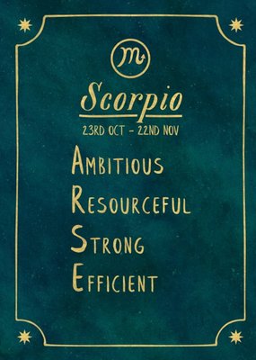 Funny rude horoscope birthday card - Scorpio