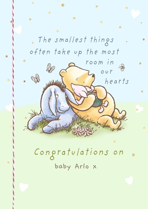 Disney Winnie The Pooh Hugging Piglet New Baby Card
