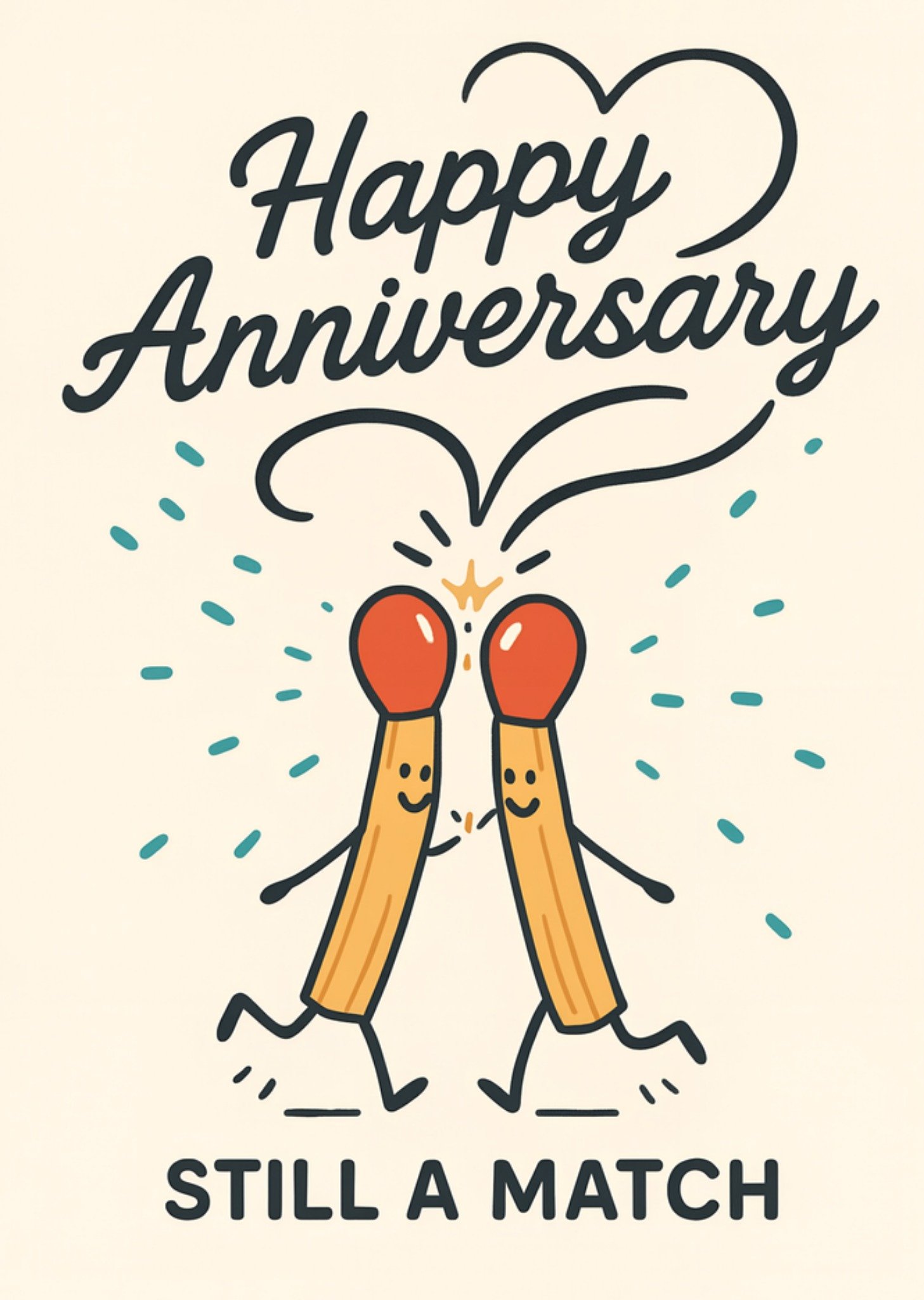 Moonpig Happy Anniversary Still A Match Illustrated Anniversary Card