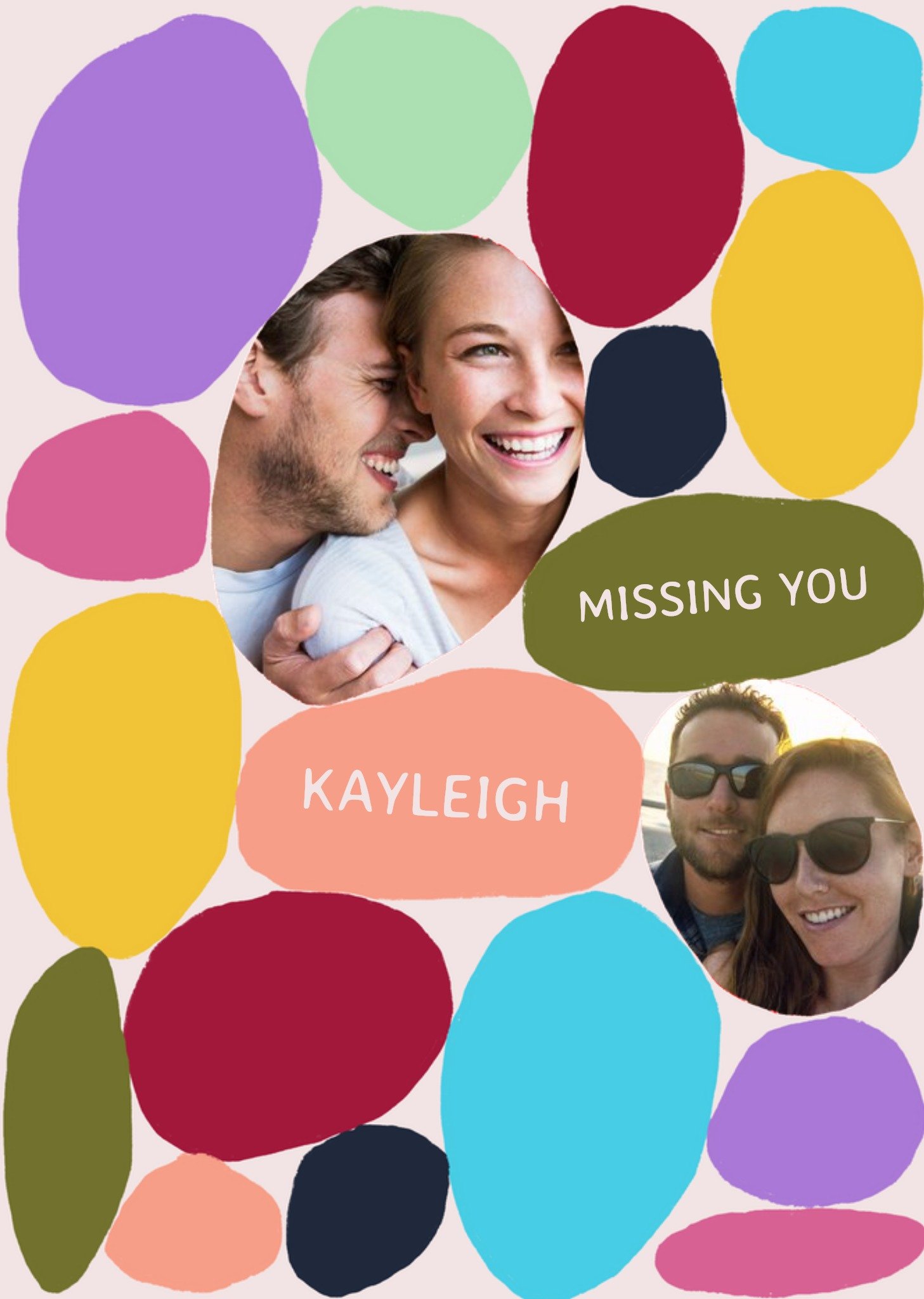 Moonpig Bright Colourful Illustrated Photo Upload Missing You Card