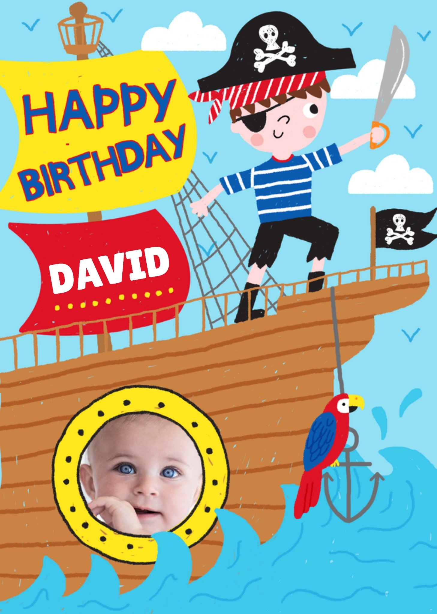 Moonpig Helter Skelter Pirate Ship Photo Upload Card