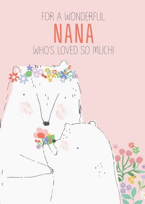 Cute illustrative bears Nana Birthday Card  