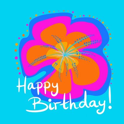 Vibrant Hubiscus Flower Illustration Birthday Card