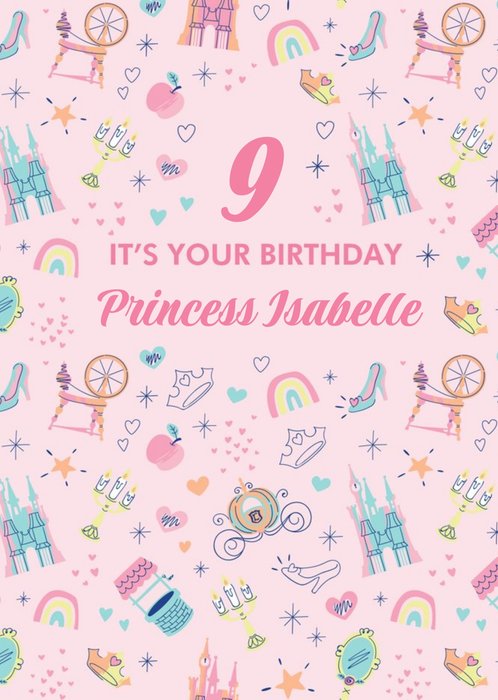 Disney Luxe Princess Theme 9th Birthday Card