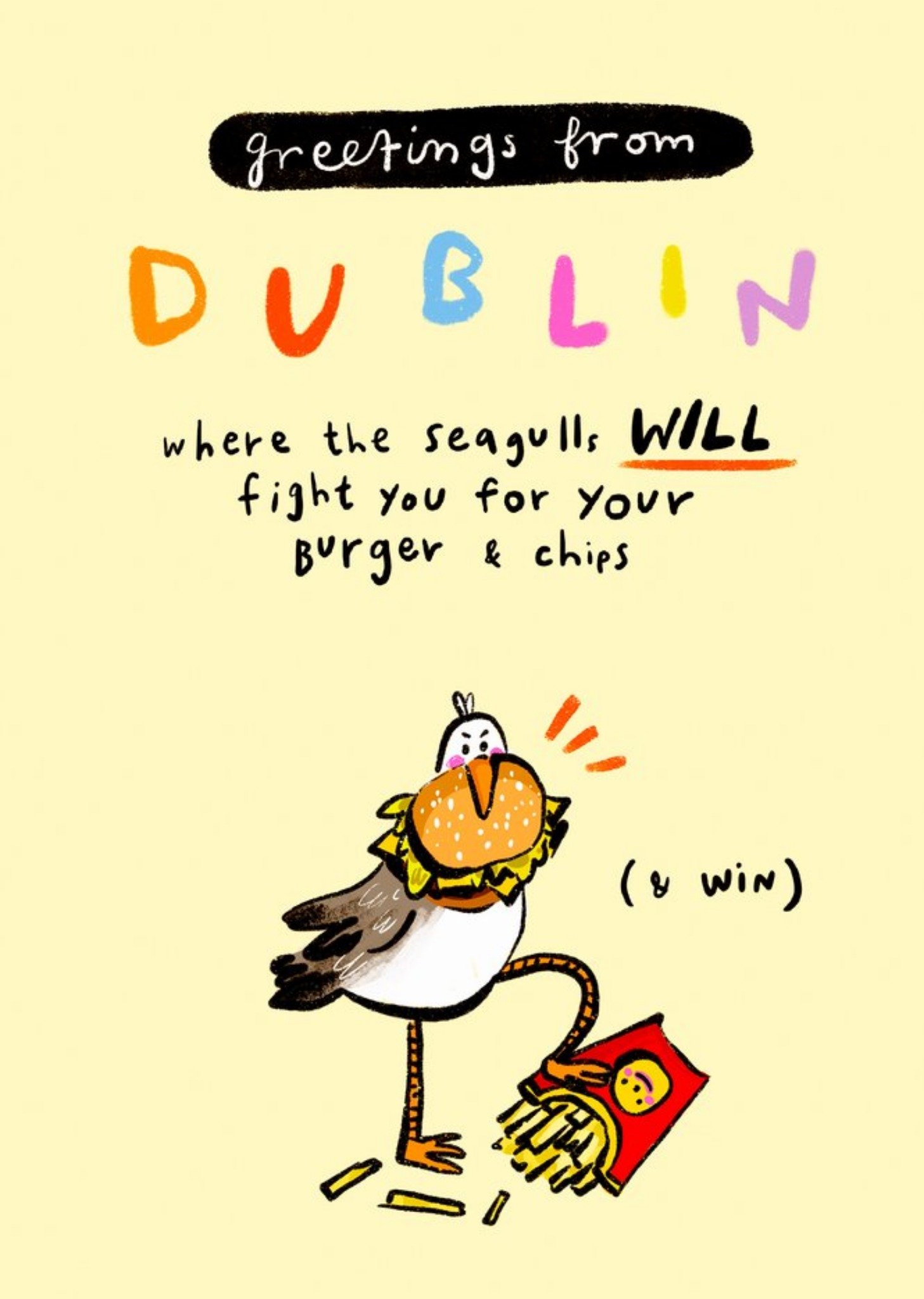 Moonpig Illustrated Greetings From Dublin Seagull Just To Say Card