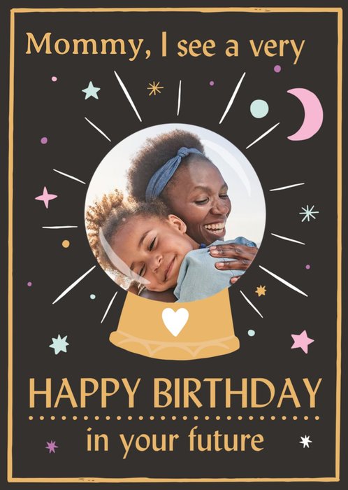 Illustrated Crystal Ball Photo Upload Birthday Card