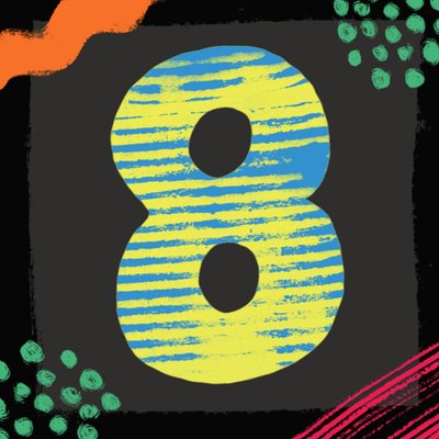 Bold & Bright Illustrated 8th Birthday Card
