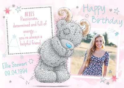 Me To You Tatty Teddy Aries Zodiac Happy Birthday Photo Card