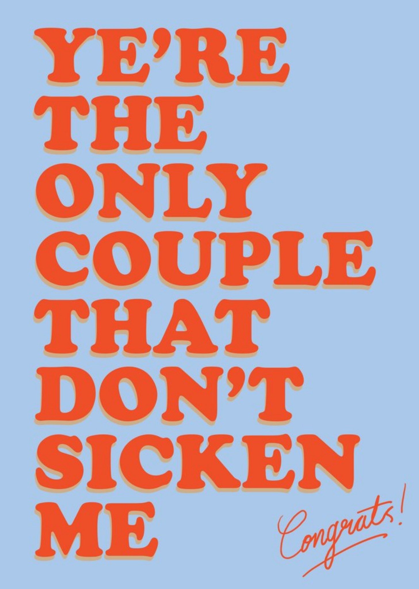 Moonpig Illustrated Orange Typographic Engagement Card