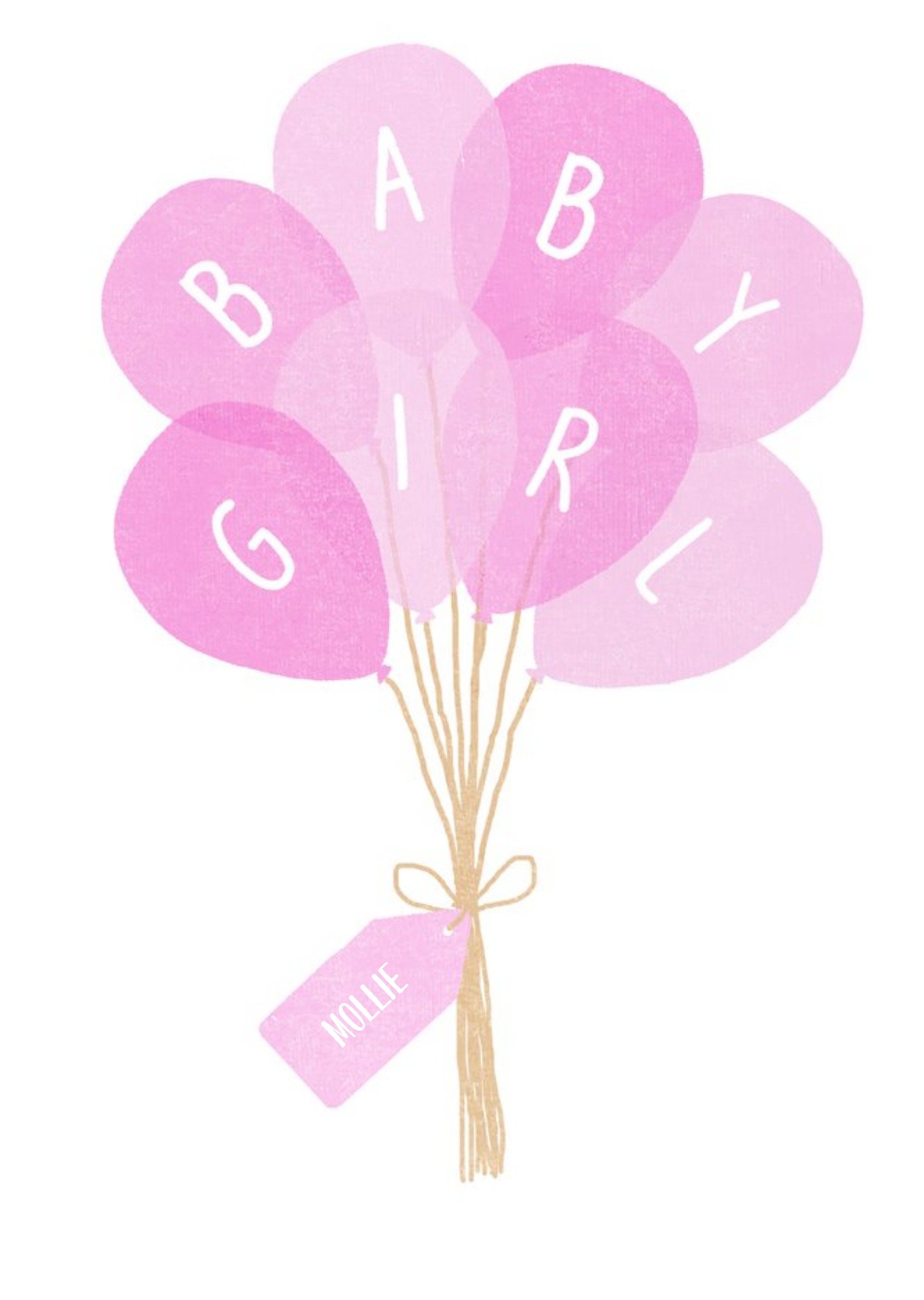 Moonpig Balloons Baby Girl Personalised Birthday Card