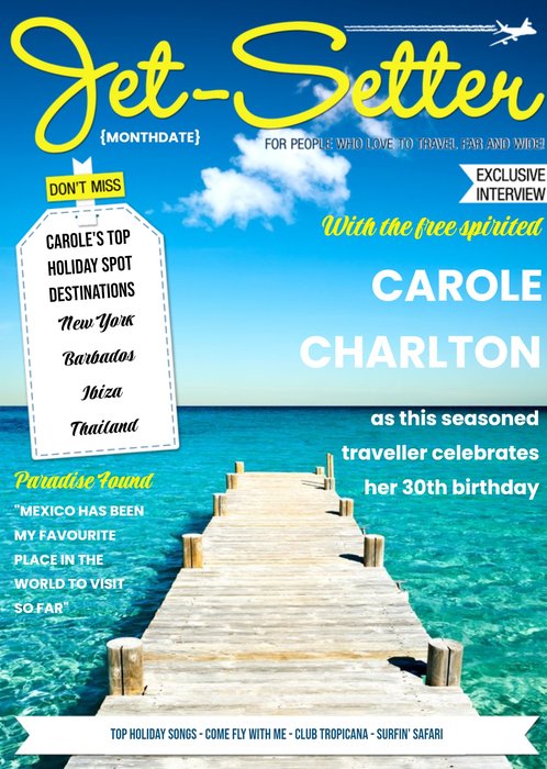 Jet-Setter Magazine Personalised Card