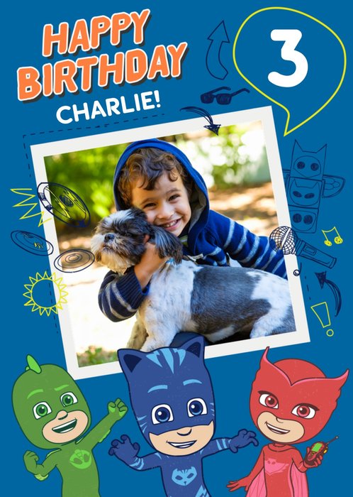 PJ Masks 3 Today Photo Upload Birthday Card