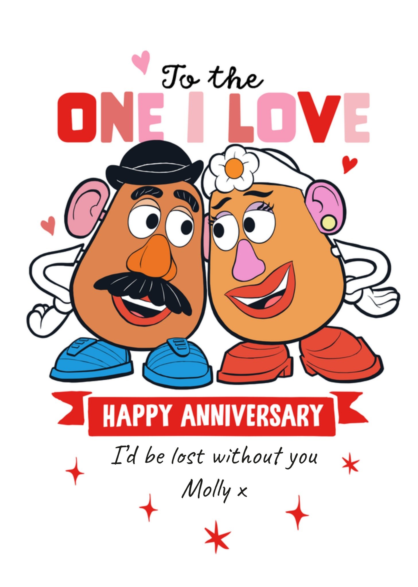 Disney Toy Story Mr And Mrs Potato Head One I Love Anniversary Card, Large