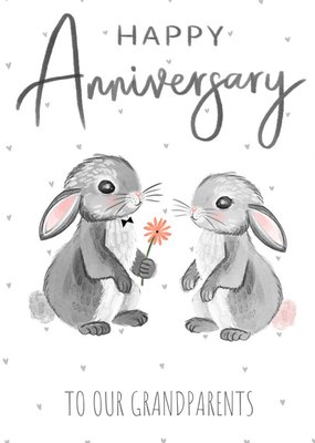 Okey Dokey Design Cute Illustrated Bunnies Anniversary Customisable Card