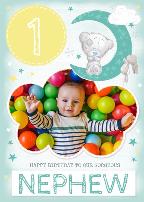 Me To You Tiny Tatty Teddy Nephew 1st Birthday Photo Upload Card