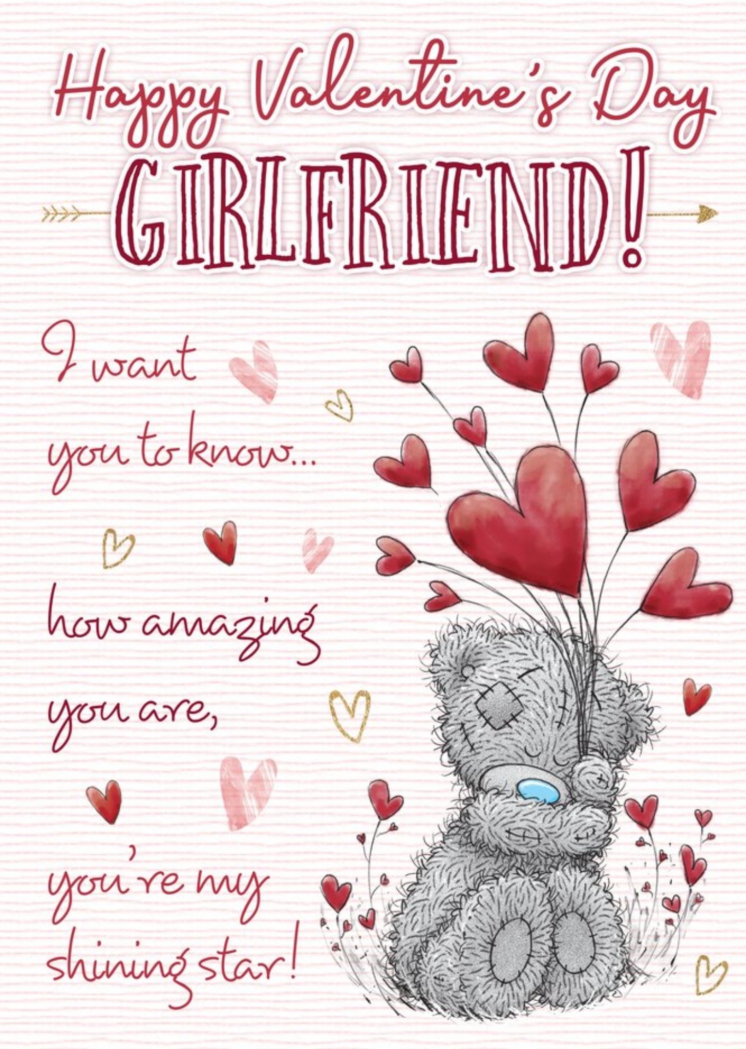 Me To You Tatty Teddy Romantic Sentimental Verse Girlfriend Valentines Card Ecard