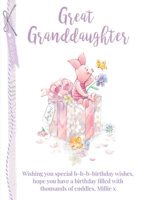 Disney Winnie the Pooh Great Granddaughter birthday Card