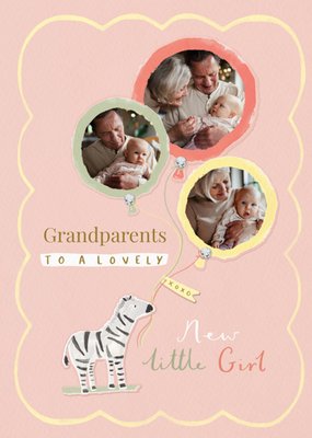 Grandparents To A Little Girl New Baby Photo Upload Card