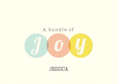 Soft Colours A Bundle Of Joy Personalised New Baby Card