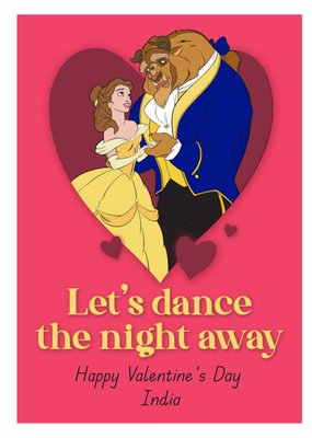 Disney Beauty And The Beast Let's Dance The Night Away Valentine's Day Card