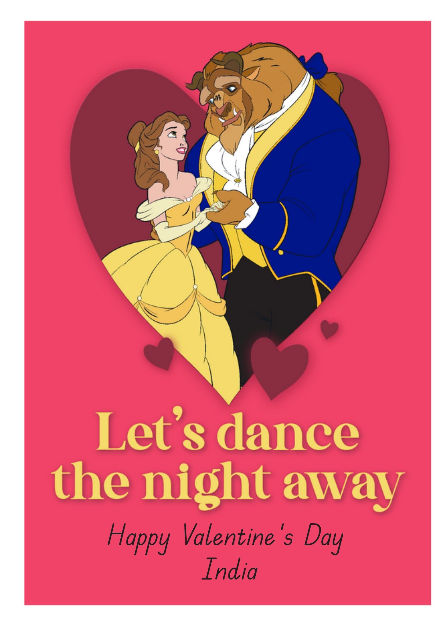 Disney Princesses Disney Beauty And The Beast Let's Dance The Night Away Valentine's Day Card, Large