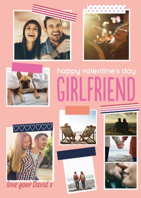 Playful Patterns Multi Photo Happy Valentine's Day Girlfriend Card