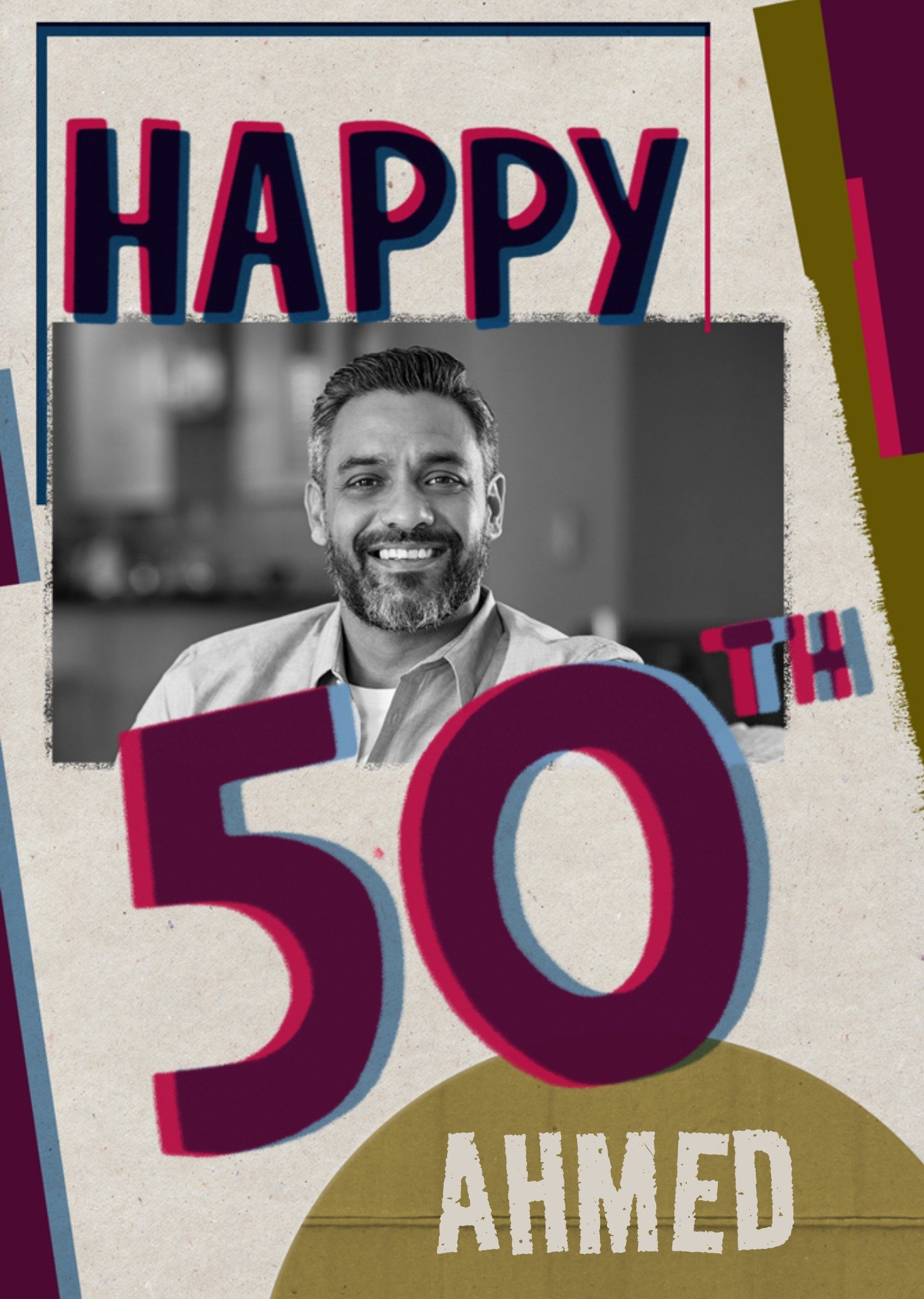 Moonpig Textured Printed Effect 50th Birthday Photo Upload Card